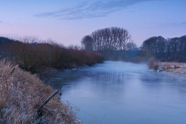 Wafts of mist on the river